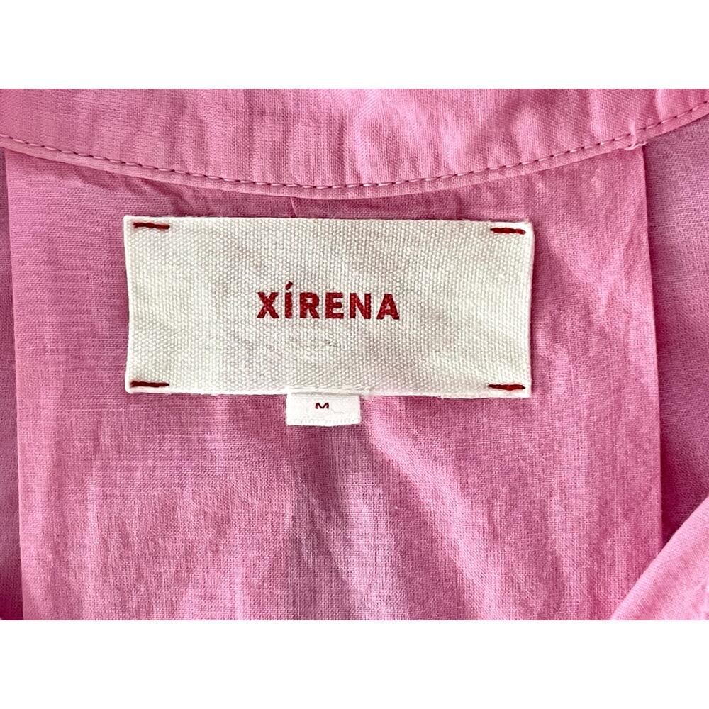 Xirena Sz M Elody Puff Sleeve Top Pink Cotton Cropped Feminine Coastal Ruffle - Picture 14 of 16